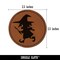 Mischievous Little Witch Wand Halloween Round Iron-On Engraved Faux Leather Patch Applique - 2.5"